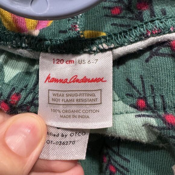 Hanna Andersson Pajamas Cotton Matching Long John Christmas Green Kids 120 6-7 - Picture 3 of 9